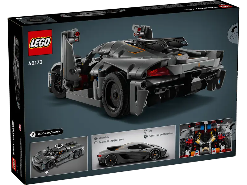 LEGO Technic Koenigsegg Jesko Absolut Grey Hypercar, Sports Car Building Toy Set for Boys and Girls, Vehicle Racing Car for Kids, Buildable Model Kit, Sports Car Toy