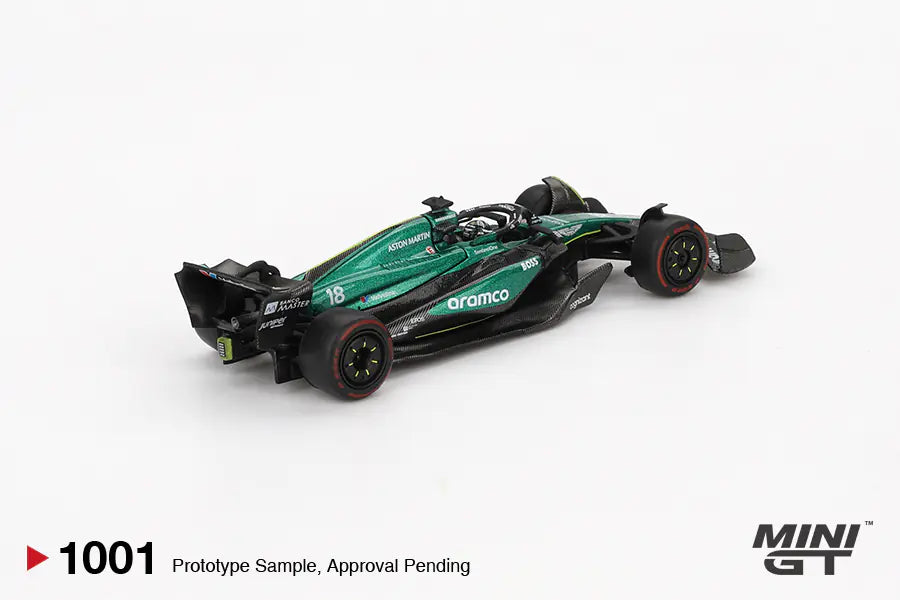 MINI GT Aston Martin AMR24 #18 2024 F1 2024 Bahrain GP Lance Stroll – 1001