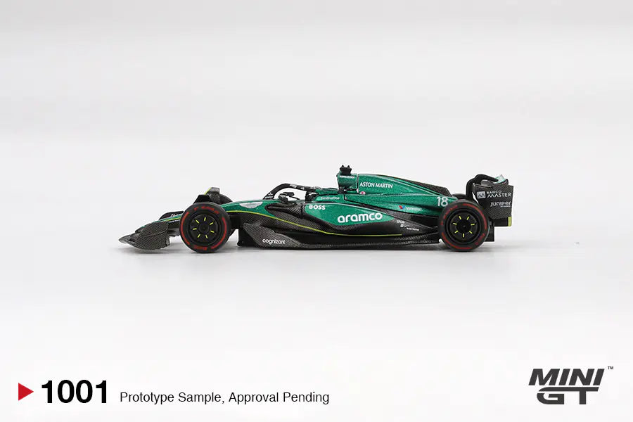 MINI GT Aston Martin AMR24 #18 2024 F1 2024 Bahrain GP Lance Stroll – 1001