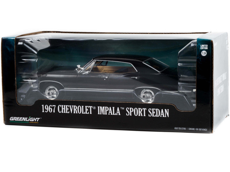 1/24 Greenlight 1967 Chevrolet Impala Sport Sedan Tuxedo (Black) Diecast Car Model