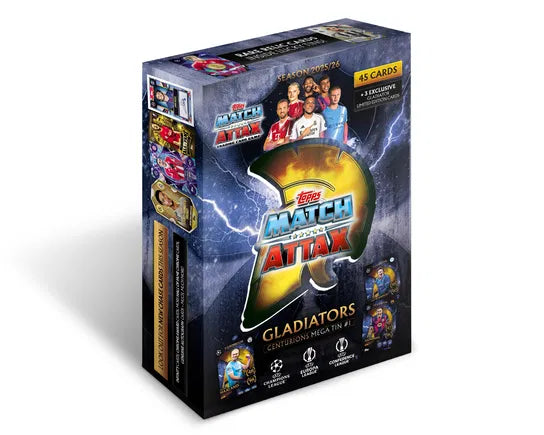 Match Attax Champions League 25/26 Mega Tin (45 Cards + 3 Gladiators Limited Edition)