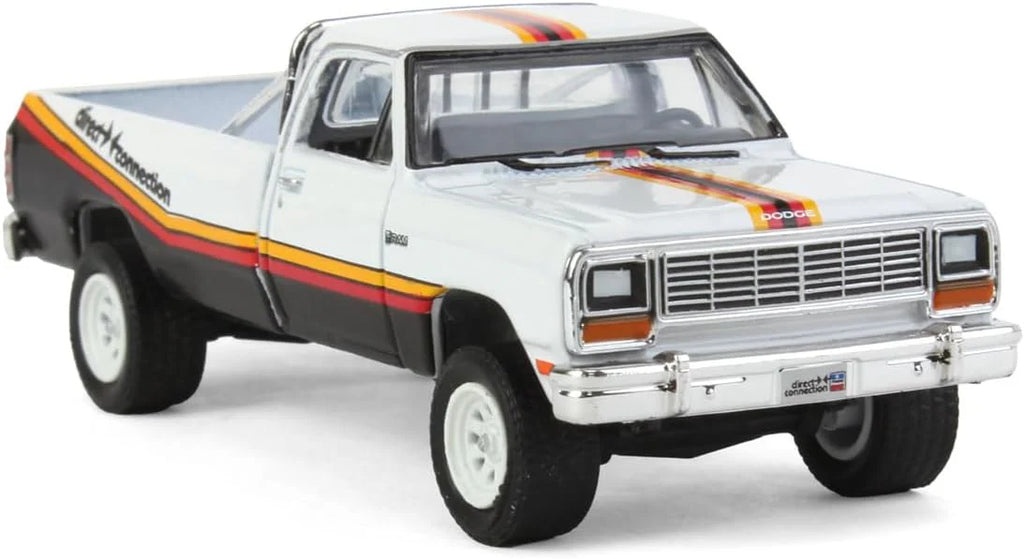 Greenlight- 1:64 Running on Empty Series 16 1981 Dodge Ram D-150 Pickup Truck White with Stripes "Mopar Direct Connection