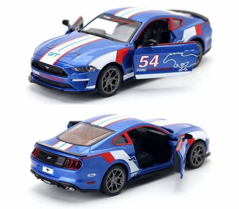 CCA 1:34 Ford Mustang GT 2018 Die-Cast Car with Openable Hood & Doors, Lights and Sound Toy Vehicle for Kids (Blue)