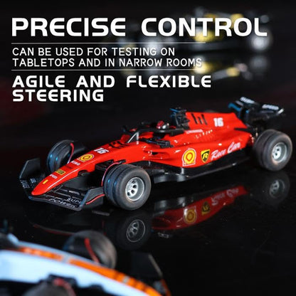 1:64 Die cast Metal F1 Mini RC Racing car with LED Lights | 2.4GHz Remote Control Car | 3 Speed Adjustable, USB Rechargeable RC Alloy Car for Kids & Adults Indoor/Outdoor Racing Red