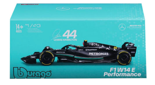 Bburago - 1/43 Scale Model Compatible with Mercedes-AMG Petronas F1 W14# 44 Compatible with Lewis Hamilton 2023 (Black)