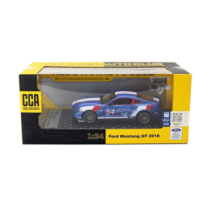 CCA 1:34 Ford Mustang GT 2018 Die-Cast Car with Openable Hood & Doors, Lights and Sound Toy Vehicle for Kids (Blue)