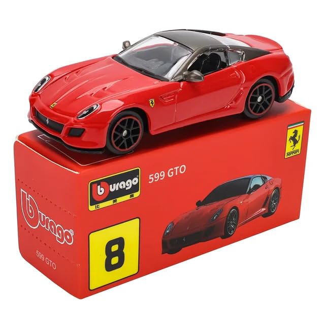 Bburago Ferrari 599 GTO Red 1:64 diecast model on red display box Cocoland Toys