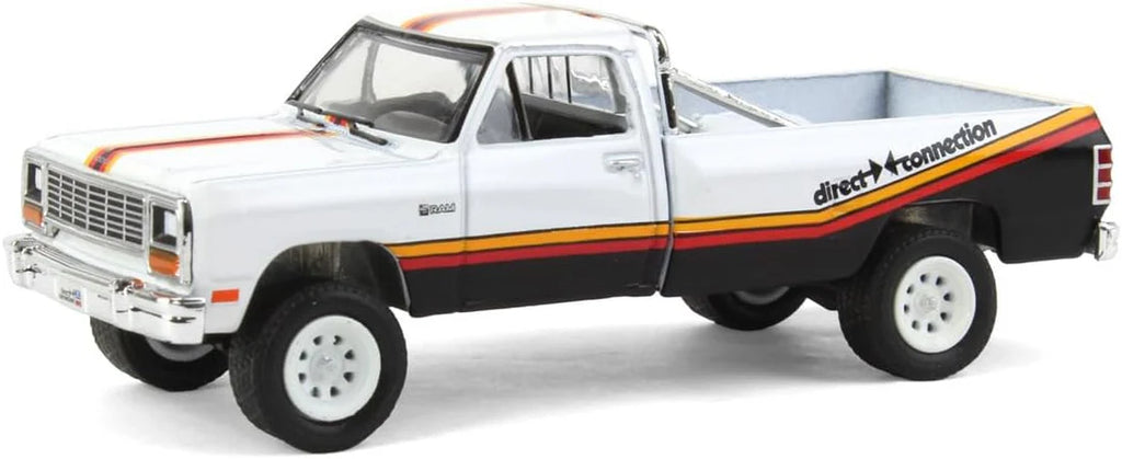 Greenlight- 1:64 Running on Empty Series 16 1981 Dodge Ram D-150 Pickup Truck White with Stripes "Mopar Direct Connection
