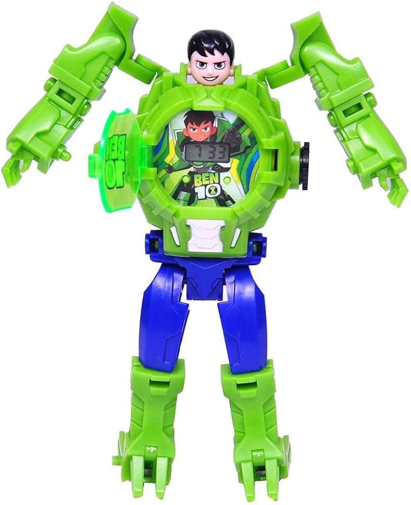 Action Figure Toy Robot Deformation Convertible Digital Wrist Watch for Kids (Comes With Mix Theme)
