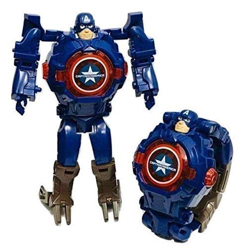 Action Figure Toy Robot Deformation Convertible Digital Wrist Watch for Kids (Comes With Mix Theme)