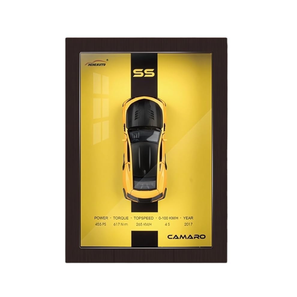 Die Cast Car Frame Wall Art | Wooden Frame with Removable Die-Cast Cars, Lights, Pull-Back Action & Opening Doors | Collectible Display for Car Lovers