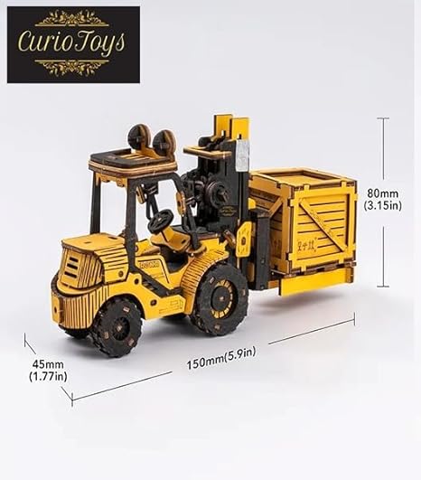 CurioToys Wooden Forklift DIY Model Kit Toy