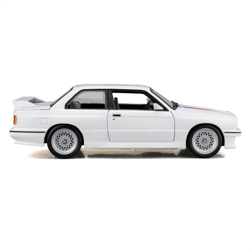 Burago May Cheong Group BMW M3 Series 1988 BBS Rims and M Strips Model Car 1:24 Scale Toy for Children Collectable from 3 Years 21100W,White