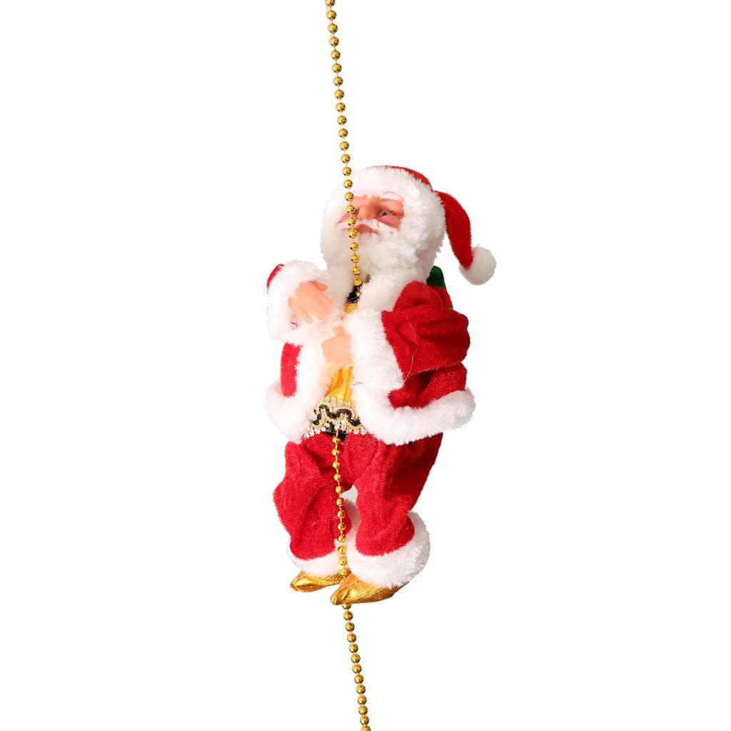 Funny Electric Animated Climbing Santa Claus on  Beads Chain Musical Moving Figure Christmas Ornament