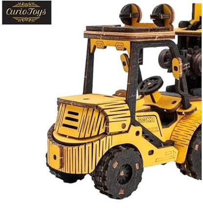 CurioToys Wooden Forklift DIY Model Kit Toy