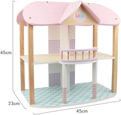 Wooden Doll House Playset Comes with A Furniture Pieces to Decorate The Interior | Miniature Pretend Play House