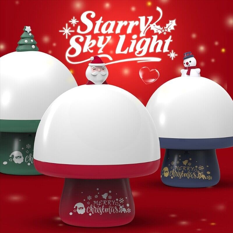 Elecart Sparkle Christmas Projection Lamp Children’s Night Light Dreamy Rotating Light Music Rechargeable USB, Soothing Music, Baby Bedside Lamp, Boy, Girl...