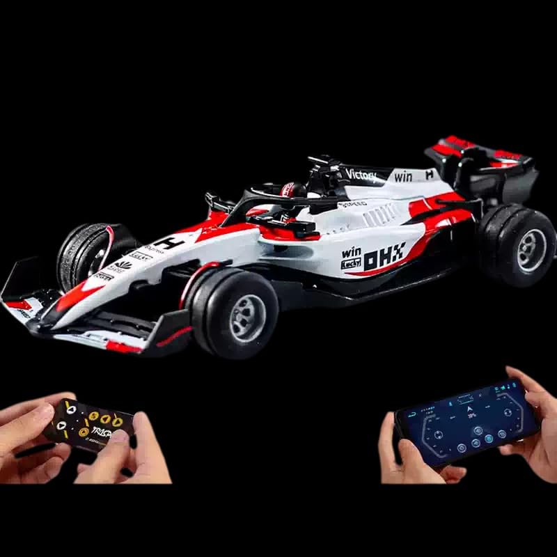Mini Formula 1 remote control racing car with LED lights in action Cocoland Toys