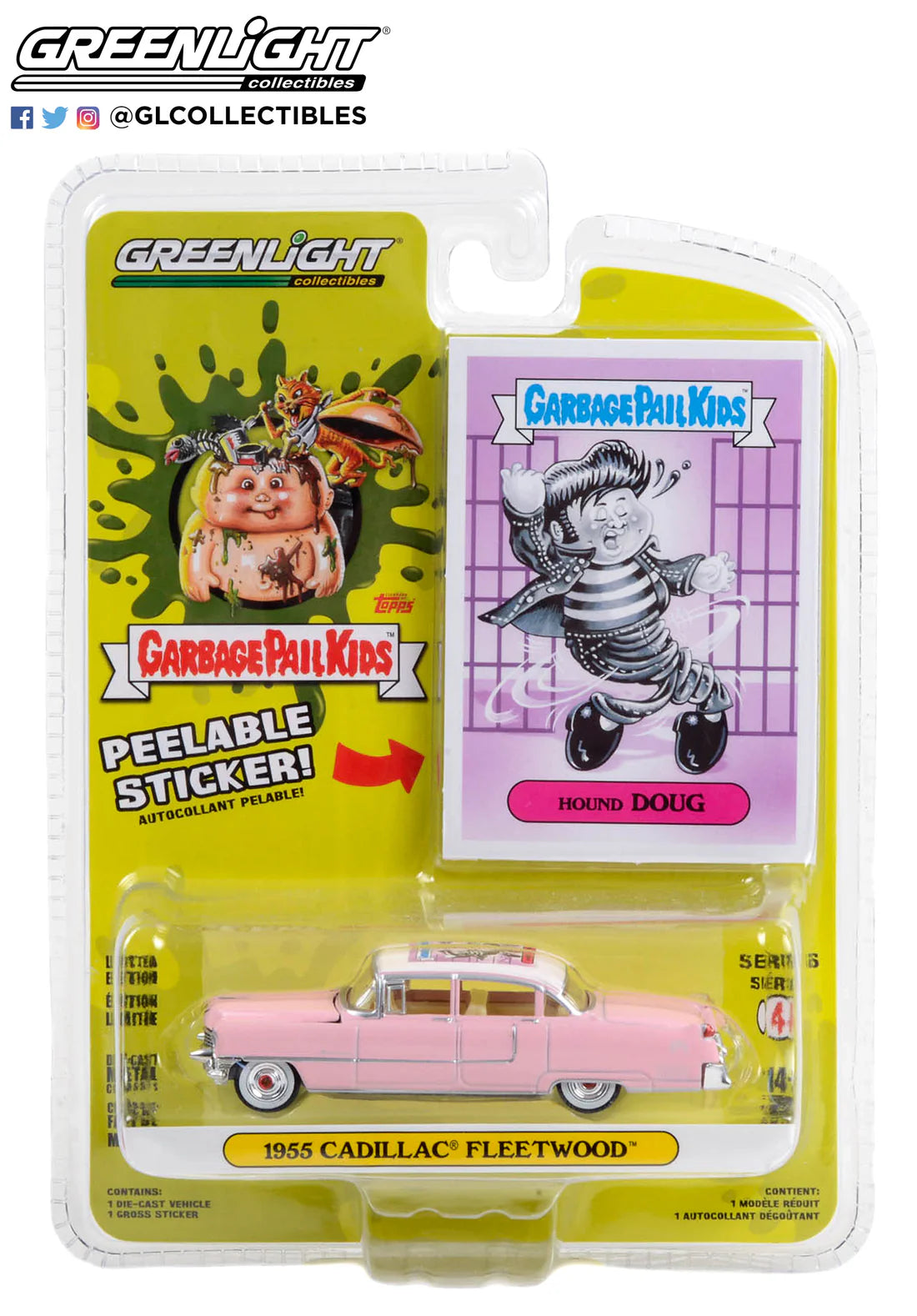 Greenlight Collectibles 1:64 Scale Garbage Pail Kids "Hound Doug" 1955 Cadillac Fleetwood Die-cast Car