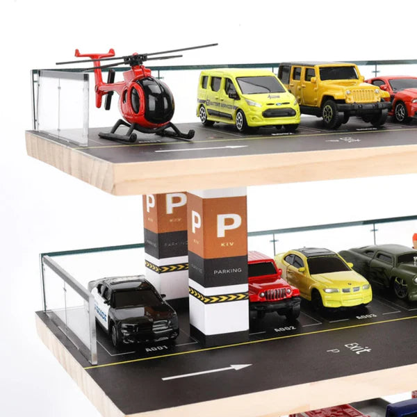 Cocoland Toys 4-level parking garage playset with diecast cars displayed