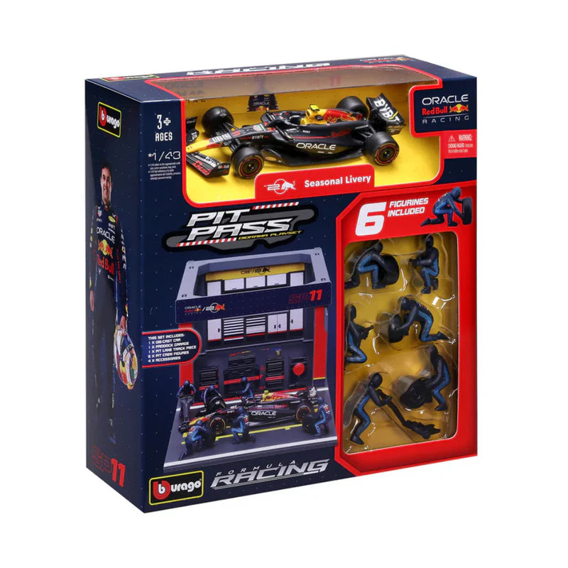 Bburago F1 Red Bull Racing RB20 2024 Pit Pass Diorama Sergio Perez 1/43 Scale