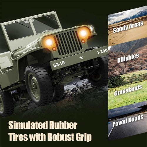 JJRC C8815 RTR 1/10 4WD RC Willys Military Truck – Rock Crawler with Metal Frame & LED Lights
