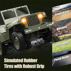 JJRC C8815 RTR 1/10 4WD RC Willys Military Truck – Rock Crawler with Metal Frame & LED Lights