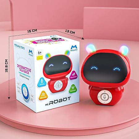 Mirana Mr. Robot | Smart Interactive Talkback Toy for Kids | USB Rechargeable Type-C | in-Built Music | Best Gift for Boys & Girls(Red)