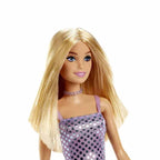 Barbie® Doll, Kids Toys, Blonde Hair, Lavender Metallic Mini Dress, Trendy Clothes and Accessories, Gifts for Kids