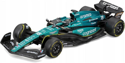 Bburago - 1/43 Scale Model Compatible with Aston Martin AMR23 F1# 18 Compatible with Lance Stroll 2023 Racing Car Miniature Model
