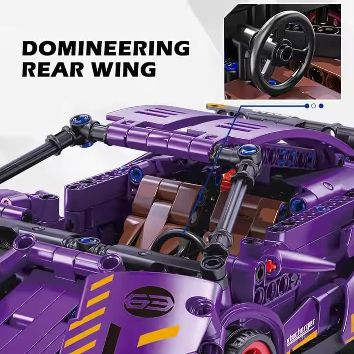 1:18 Scale Pull-Back Racing Car Building Block Set, designed to resemble a supercar.