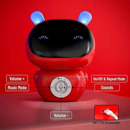 Mirana Mr. Robot | Smart Interactive Talkback Toy for Kids | USB Rechargeable Type-C | in-Built Music | Best Gift for Boys & Girls(Red)