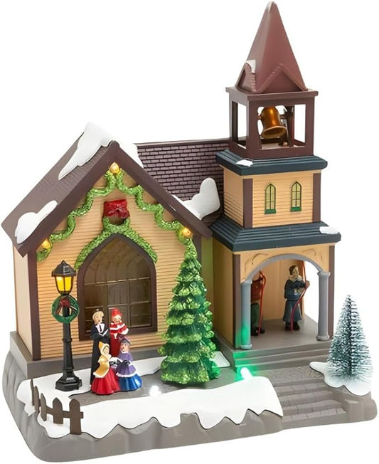 Gerson Animated Lighted Musical Holiday House Decor, Festive Scene with Carolers, Snow Detail, Multicolor