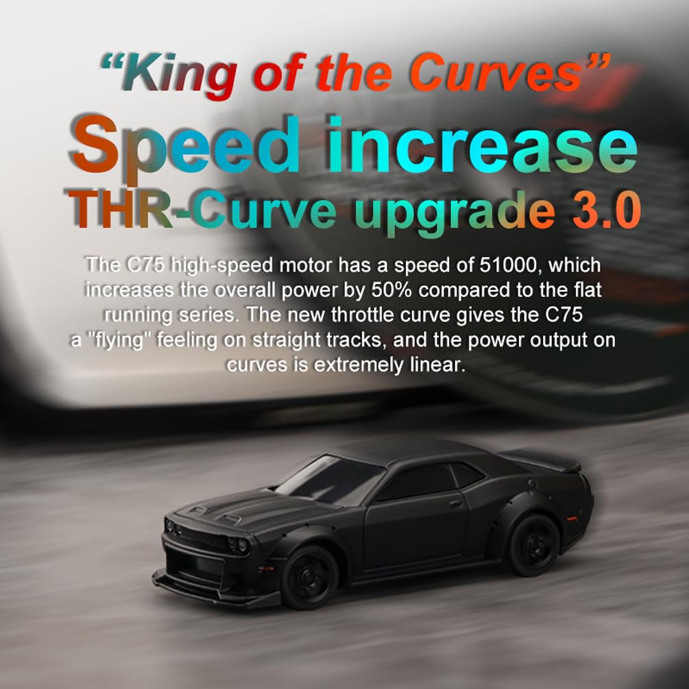 1:76 Turbo Racing Scale RC Sport Car, Table Racing Remote Control Mini Model Car Full Proportional Rtr Kit Toys (C75-Black