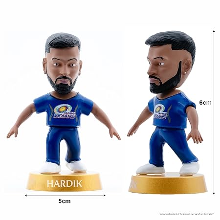 Cricket Icons Action Figure Hardik Pandya Mumbai Indians Collectible Miniature, IPL Edition with 360° Rotatable Head, MI Cricket Player for Fans & Kids, Gift & Collectors Pack of 1