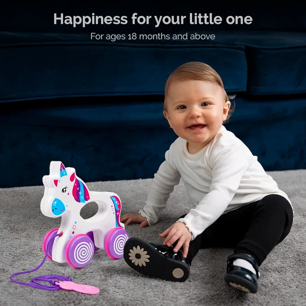 Ratna's Sparky The Unicorn | Walk & Play Pull Along Toy for Infant