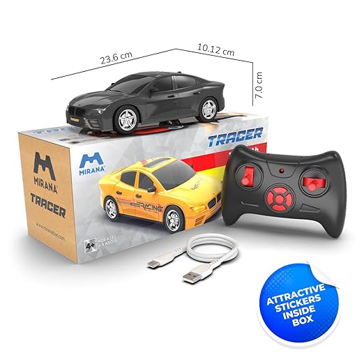 Black Mirana Tracer RC car retail packaging with remote controller Cocoland Toys