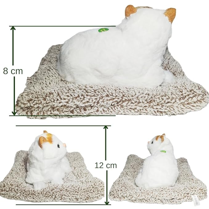 Plush Cat Toy with Meow Sound, White and Brown Persian Cat, Soft Stuffed Animal with Pillow