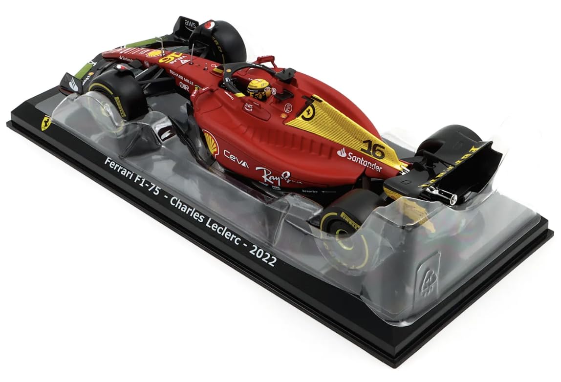 Bburago-1/24 Scale Model Compatible With Ferrari Formula 1 Scuderia Monza Livery 2022 F1-75 Compatible With Charles Leclerc, Red