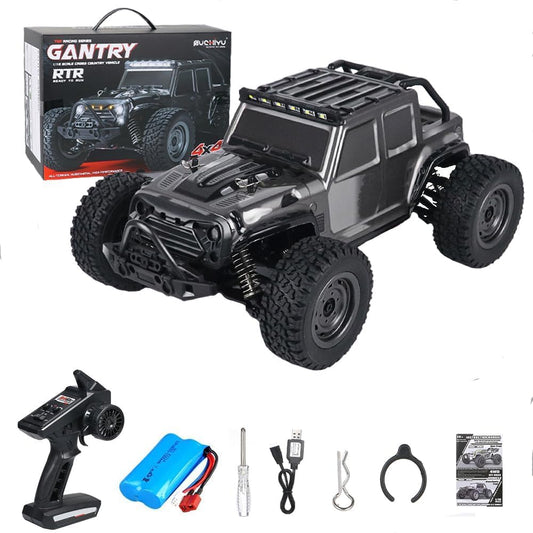 Gantry 1:16 4x4 2.4G Remote Control Off-Road Truck – 38Km/h High Speed Electric RC Car Toy with LED Lights, 4x4 All-Terrain Vehicle for Kids & Adults, Durable Racing and Off-Road Adventure Truck (Black)