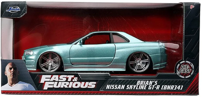 Jada The Fast and The Furious Brians Nissan Skyline GT-R R34 1:24 Die Cast Vehicle