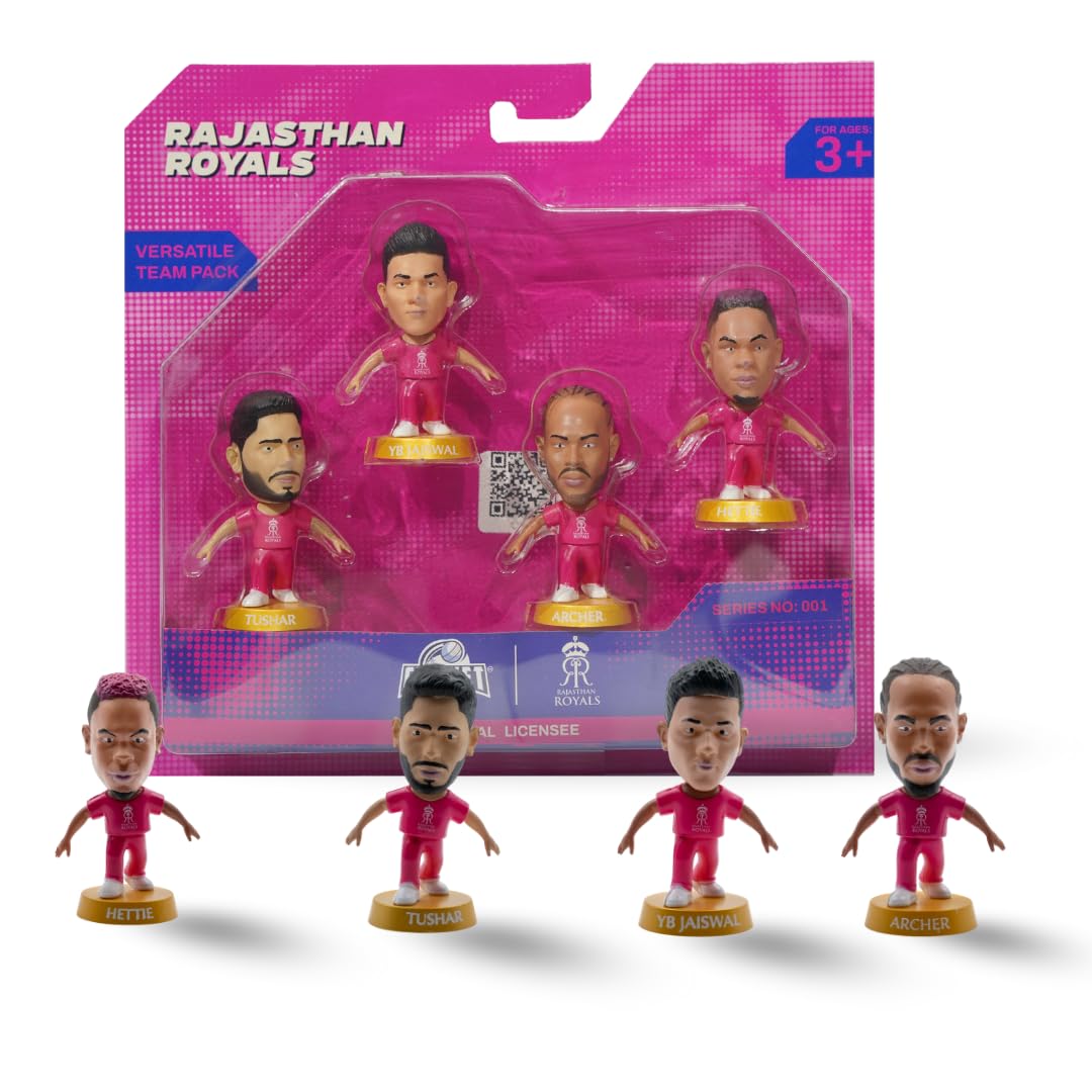CRICKET ICONS Rajasthan Royals Versatile Team Collectible Figurine – Pack of 4, IPL Edition, Miniature Collectables with 360° Rotatable Heads – Sports Fan...