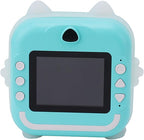 BROLEO Child Selfie Camera Toy, Automatic Focusing Children Digital Print Camera with 3 Rolls Print Paper for Gift (Turquoise)