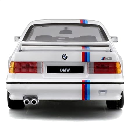 Burago May Cheong Group BMW M3 Series 1988 BBS Rims and M Strips Model Car 1:24 Scale Toy for Children Collectable from 3 Years 21100W,White