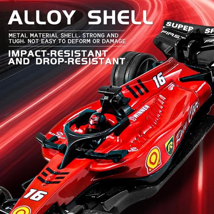 1:64 Die cast Metal F1 Mini RC Racing car with LED Lights | 2.4GHz Remote Control Car | 3 Speed Adjustable, USB Rechargeable RC Alloy Car for Kids & Adults Indoor/Outdoor Racing Red