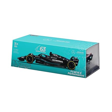 Bburago Formula Racing 2023 Mercedes W14 E Performance #63 George Russell 1:24 Scale Diecast Vehicle