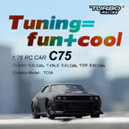 1:76 Turbo Racing Scale RC Sport Car, Table Racing Remote Control Mini Model Car Full Proportional Rtr Kit Toys (C75-Black