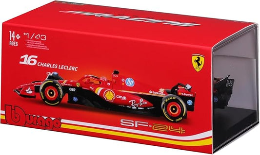 Bburago - 1/43 Scale Model Compatible with Ferrari SF24# 16 Compatible with Charles Leclerc 2024 Race Formula One Miniature