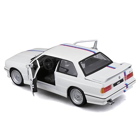 Burago May Cheong Group BMW M3 Series 1988 BBS Rims and M Strips Model Car 1:24 Scale Toy for Children Collectable from 3 Years 21100W,White