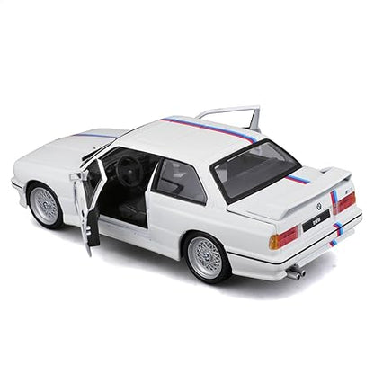 Burago May Cheong Group BMW M3 Series 1988 BBS Rims and M Strips Model Car 1:24 Scale Toy for Children Collectable from 3 Years 21100W,White